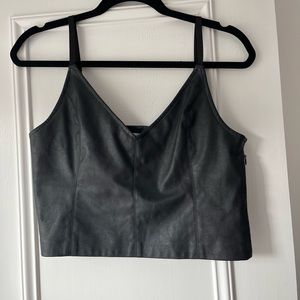 Zara Faux Leather Stretch Crop Top Sz M